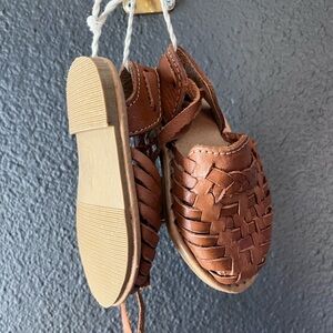 New Toddler Huaraches Brown Woven Leather Lace Up Sandals